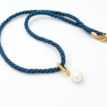 navy silk cord necklace