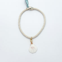 natural rope cord with white shell steel charm 18"