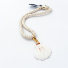 natural rope cord with white shell steel charm 18"