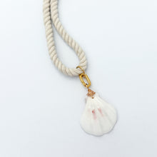 natural rope cord with white shell steel charm 18"