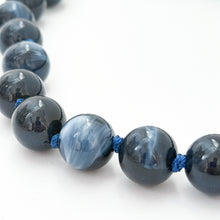 navy acrylic large beaded and knotted necklace