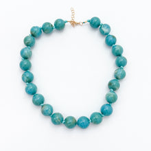 aqua acrylic large beaded and knotted necklace
