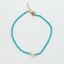 turquoise beaded faux pearl necklace