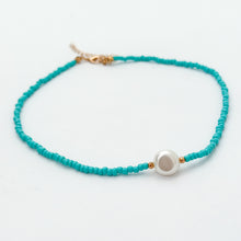 turquoise beaded faux pearl necklace