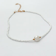 white beaded faux pearl necklace