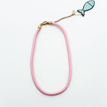 pink and white stripe rope necklace