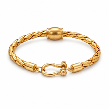 Leather Horsebit Bracelet-Gold