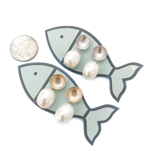 pearl lover earrings- silver