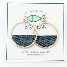 navy boa mainsail small hoop earrings- gold ear hooks