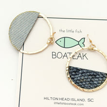 navy boa mainsail small hoop earrings- gold ear hooks