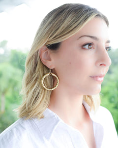 pearl white leather hoops-large/gold