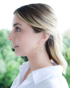 pearl white leather hoops-small/gold