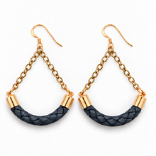 Braided Leather Polo Dangles-Navy