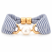 Blue Seersucker Crew Cuff Bracelet