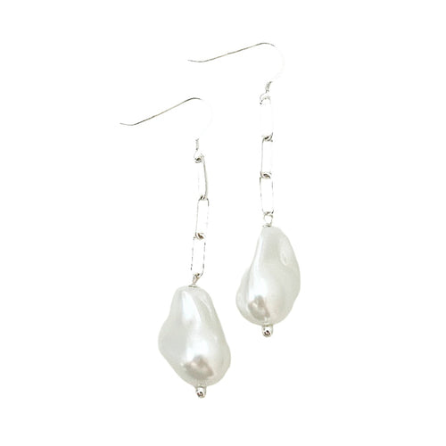 paperclip pearl drops silver