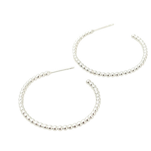 1.25" beaded hoops- silver