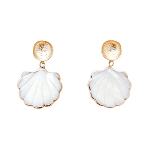mother of pearl clam shell dangles - post