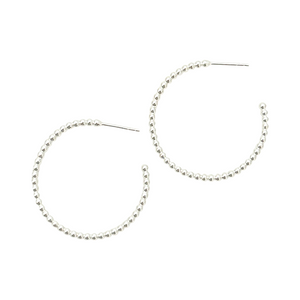 1.25" beaded hoops- silver