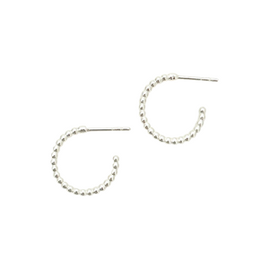 .25" beaded hoops- silver