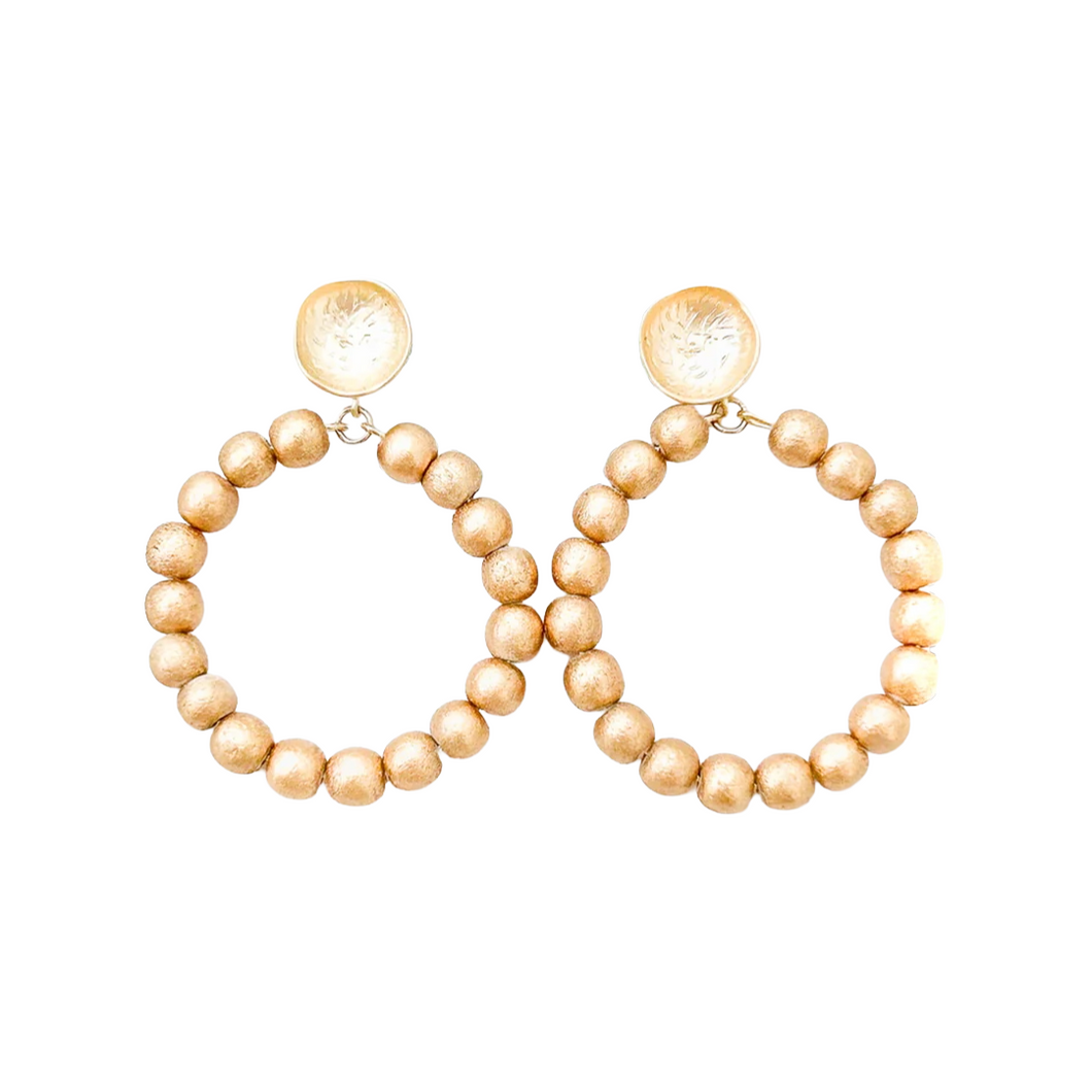 island girl beaded hoops-poppy posts/gold