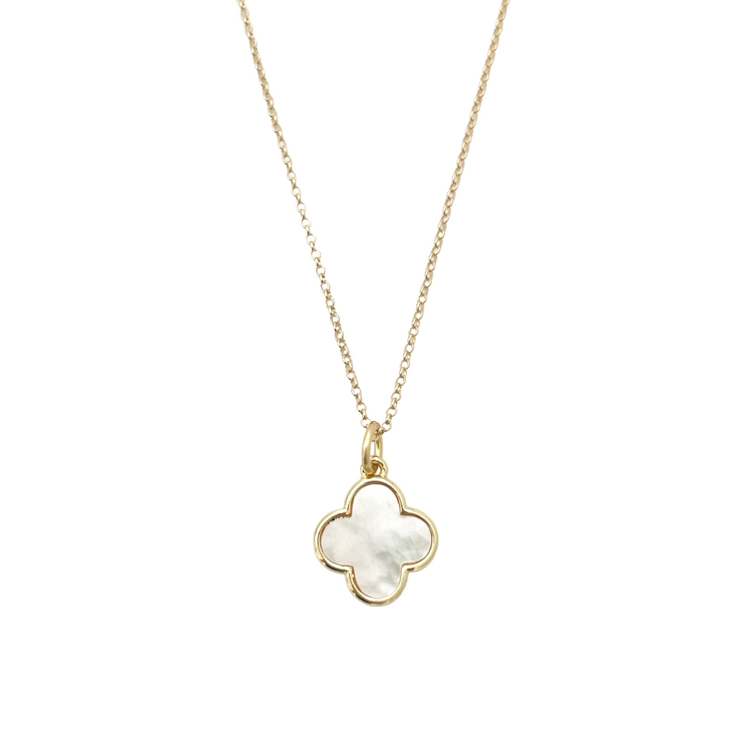 mother of pearl clover necklace
