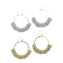 knotted hoops- silver shimmer