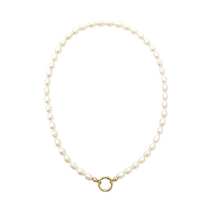 SLIDER STYLE rice pearl heirloom charm necklace