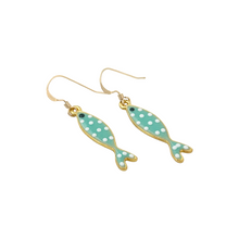 aqua polka dot fish dangles