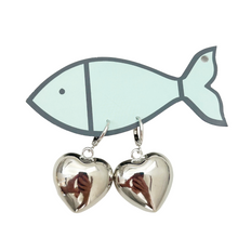 silver puffy heart hoops