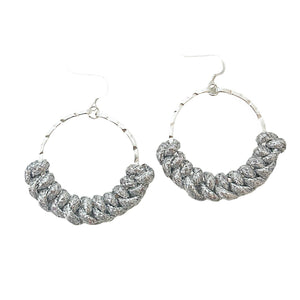 knotted hoops- silver shimmer