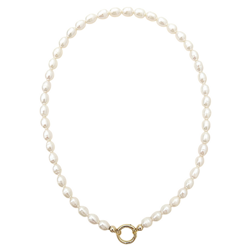 SLIDER STYLE rice pearl heirloom charm necklace