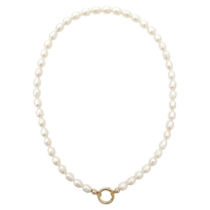 SLIDER STYLE rice pearl heirloom charm necklace