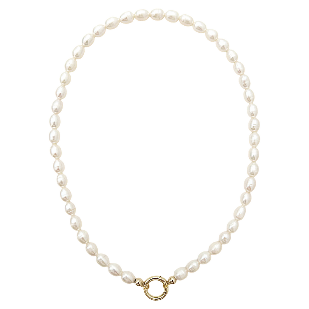 SLIDER STYLE rice pearl heirloom charm necklace