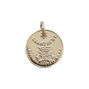 vintage champagne coin charm- light gold