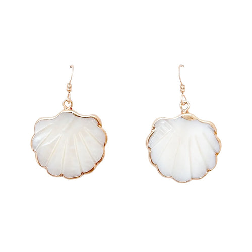 mother of pearl clam shell dangles - hooks