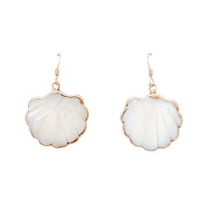 mother of pearl clam shell dangles - hooks