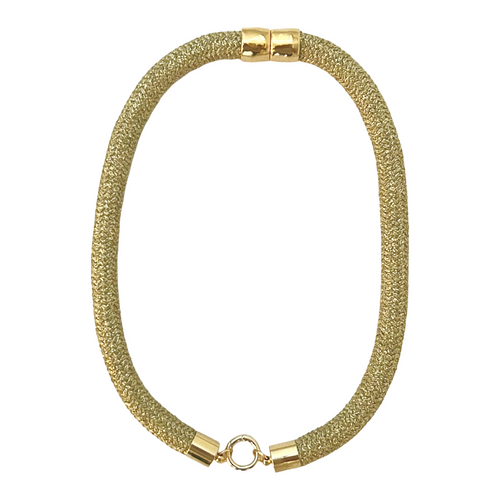 prepster statement rope necklace- gold charm