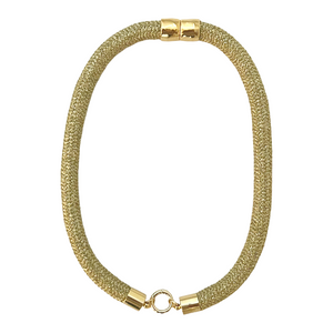 prepster statement rope necklace- gold charm
