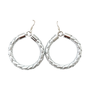 silver leather hoops-large