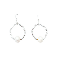 savannah pearl hoops-small silver