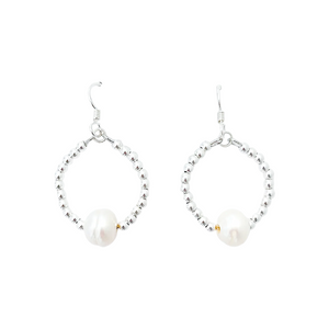savannah pearl hoops-small silver