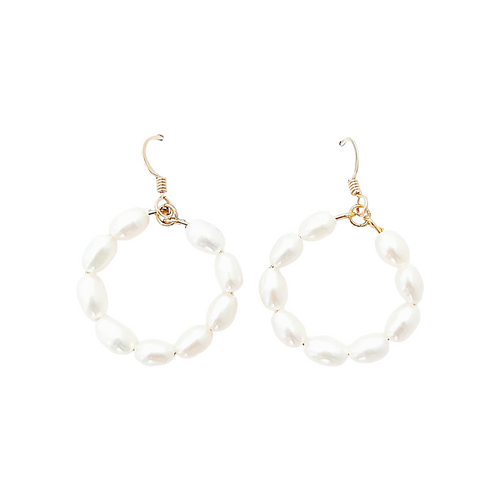 Charleston pearl hoops-small gold