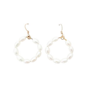 Charleston pearl hoops-small gold