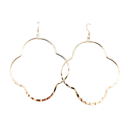 hammered clover dangles- large