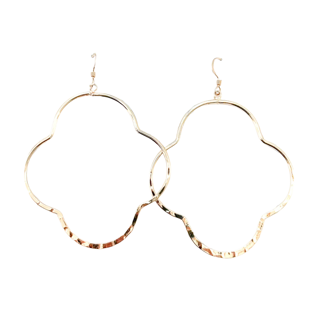 hammered clover dangles- large