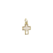 tiny mother of pearl cross charm-BRACELET CHARM (Copy)