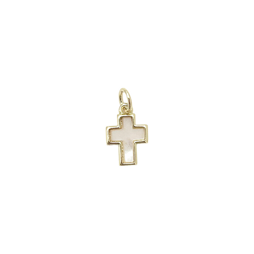 tiny mother of pearl cross charm-BRACELET CHARM (Copy)