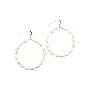 Charleston pearl hoops-large silver