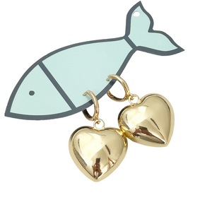 gold puffy heart hoops