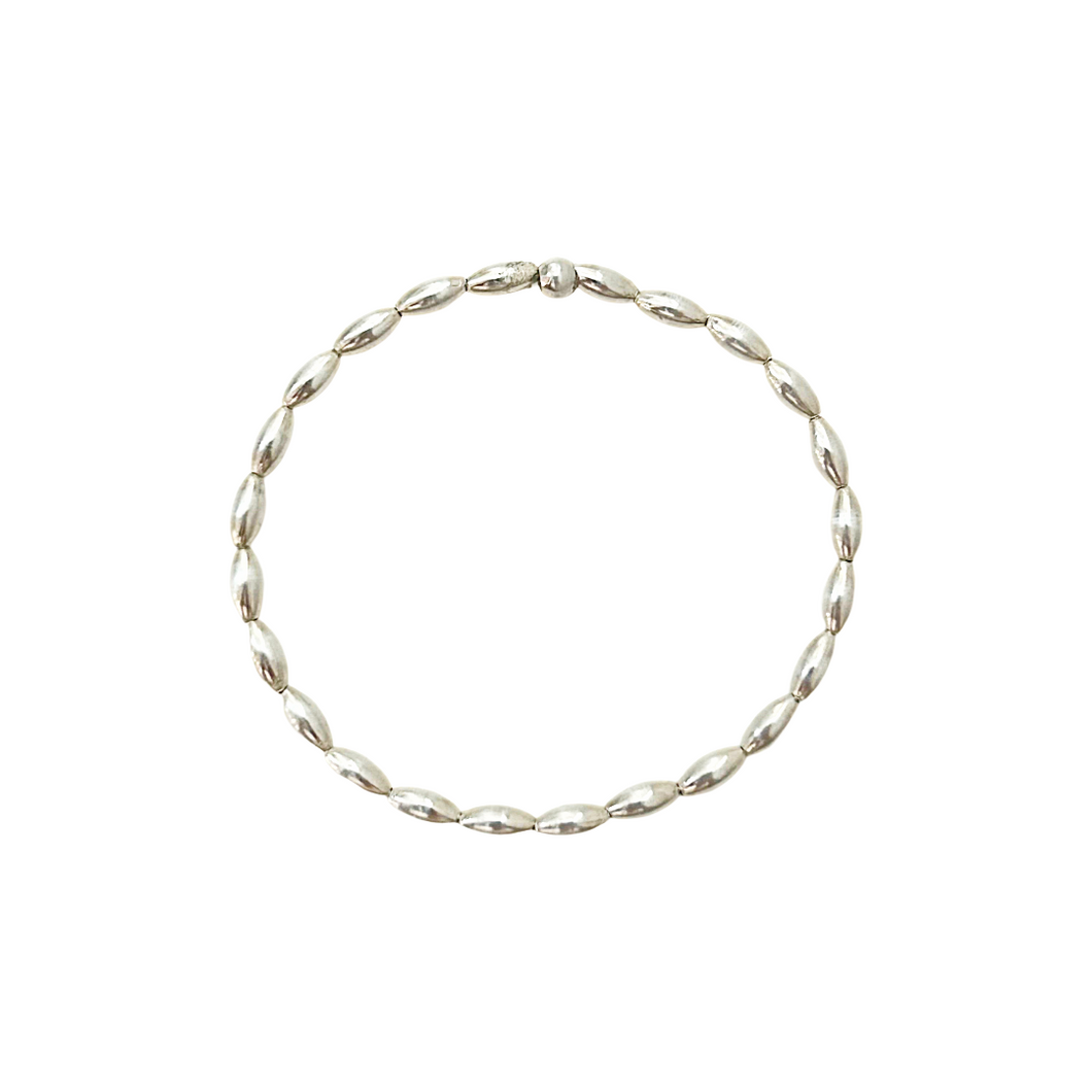 Charleston rice bead bracelet- silver